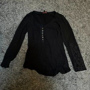 Long sleeve Black Detailed Shirt